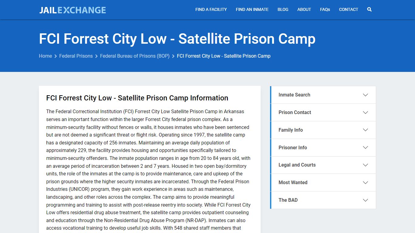 Federal Inmate Search - FCI Forrest City Low - Jail Exchange