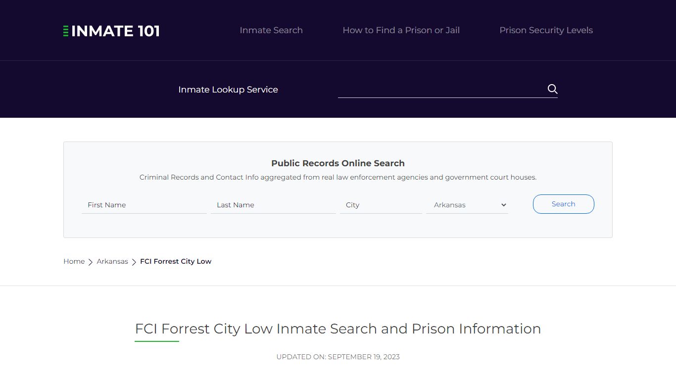 FCI Forrest City Low Inmate Search | Lookup | Roster