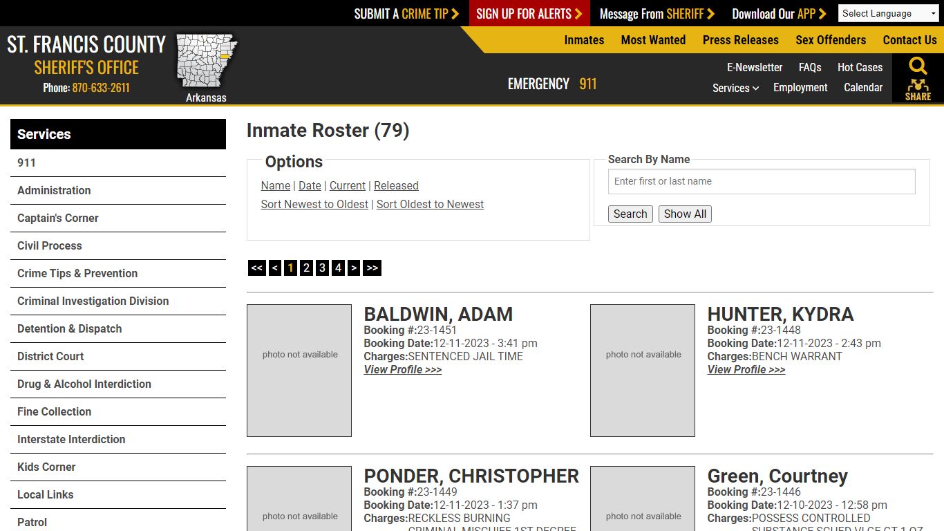 Inmate Roster (76) - St. Francis County Sheriff